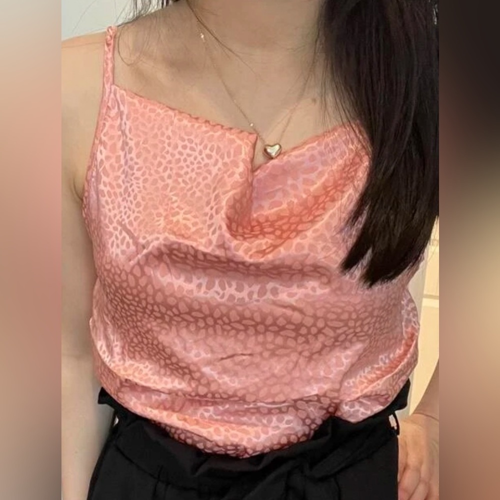 Chic Pink Leopard Satin Top